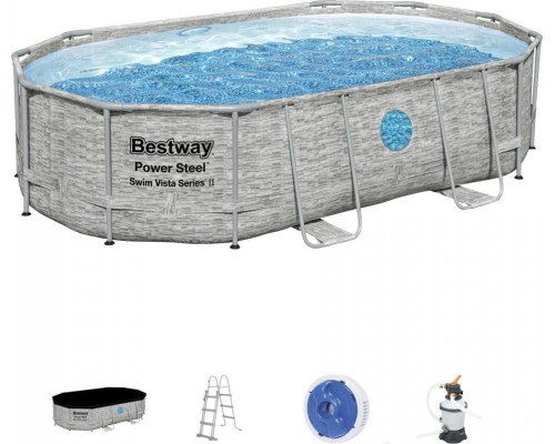 Басейн каркасний овальний Bestway 488 x 305 x 107 см Power Steel Басейн каркасний овальний Bestway 488 x 305 x 107 см Power Steel