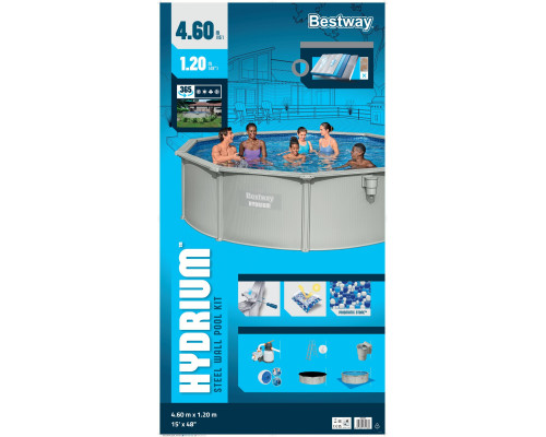 Басейн каркасний Bestway Hydrium 460 x 460 x 120 см, світло-сірий