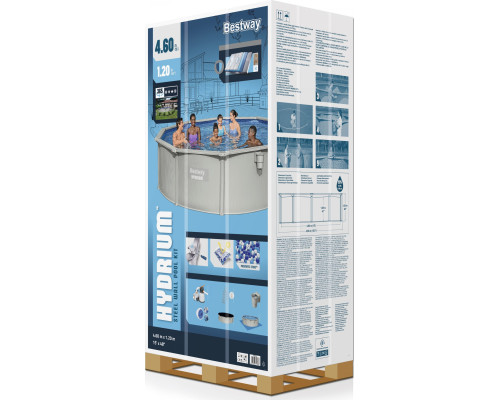 Басейн каркасний Bestway Hydrium 460 x 460 x 120 см, світло-сірий