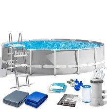 Басейн каркасний 6в1 INTEX 26726GN, 457 x 122 см, сірий