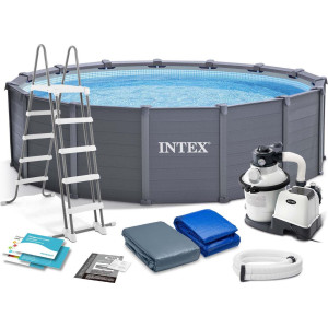 Басейн каркасний Intex 26384 478 см 11в1, сірий