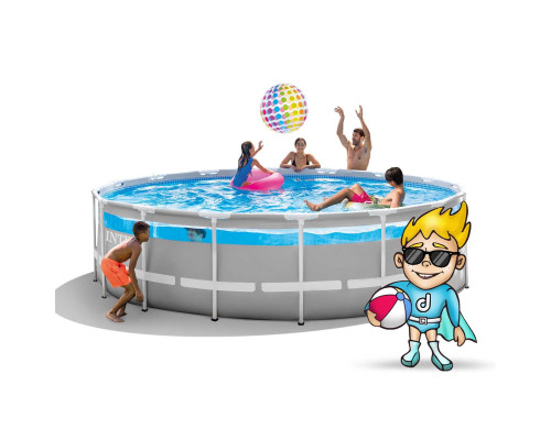 Басейн каркасний 11в1 INTEX 26730, 488 x 122 см, сірий