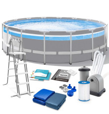 Басейн каркасний 11в1 INTEX 26730, 488 x 122 см, сірий