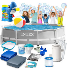 Басейн каркасний 15в1 INTEX 26702, 305 х 76 см + машина для створення бульбашок