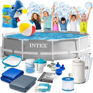 Басейн каркасний 15в1 INTEX 26702, 305 х 76 см + машина для створення бульбашок 