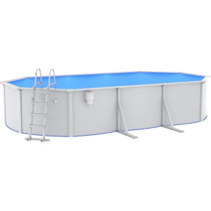 Басейн каркасний овальний vidaXL 610 x 360 x 120 см, білий + драбина