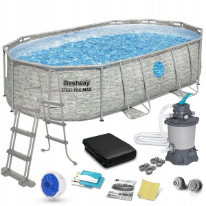 Басейн каркасний 11в1 Bestway Power Steel 56946 488 х 305 х 107 см