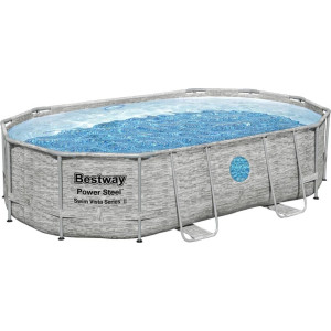 Басейн каркасний овальний Bestway Power з аксесуарами, 488 x 305 x 107 см - сірий