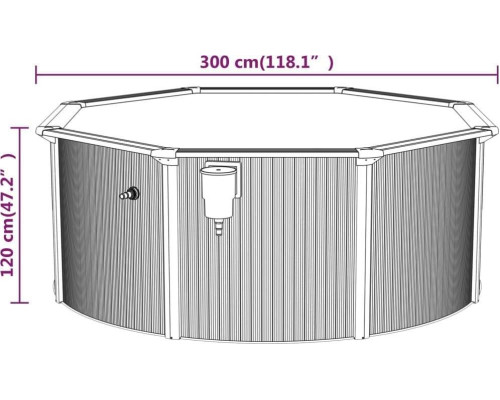 Басейн каркасний vidaXL 300 x 120 см, білий + драбина Басейн каркасний vidaXL 300 x 120 см, білий + драбина