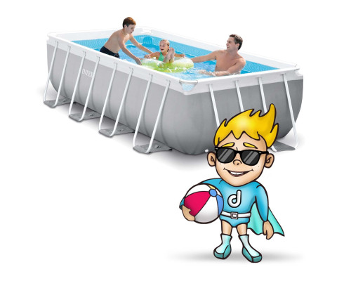Басейн каркасний прямокутний 17в1 INTEX 26788, 400 x 200 x 100 см + машина для створення бульбашок