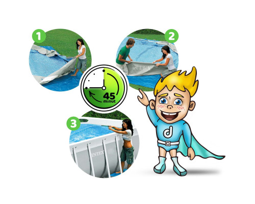 Басейн каркасний прямокутний 17в1 INTEX 26788, 400 x 200 x 100 см + машина для створення бульбашок