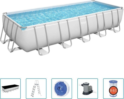 Басейн каркасний прямокутний 6в1 Bestway 5611Z Power Steel 640 x 274 см - білий Басейн каркасний прямокутний 6в1 Bestway 5611Z Power Steel 640 x 274 см - білий