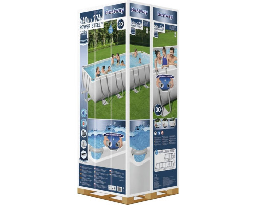Басейн каркасний прямокутний 6в1 Bestway 5611Z Power Steel 640 x 274 см - білий Басейн каркасний прямокутний 6в1 Bestway 5611Z Power Steel 640 x 274 см - білий