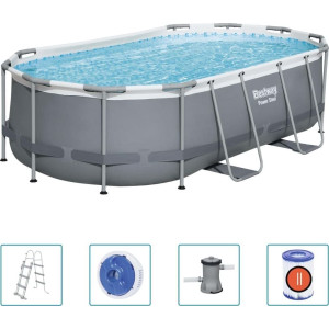 Басейн каркасний овальний Bestway 56620 Power Steel 427 x 250 см - графітовий