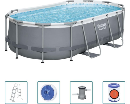 Басейн каркасний овальний Bestway 56620 Power Steel 427 x 250 см - графітовий Басейн каркасний овальний Bestway 56620 Power Steel 427 x 250 см - графітовий