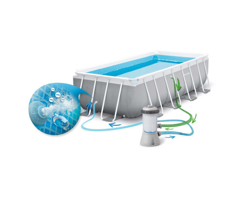 Басейн каркасний прямокутний 18в1 INTEX 26790, 400 х 200 х 122 см + машина для створення бульбашок