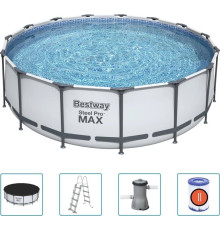 Басейн каркасний 5в1 Bestway 56404 Steel Pro Max 457 см, світло-сірий