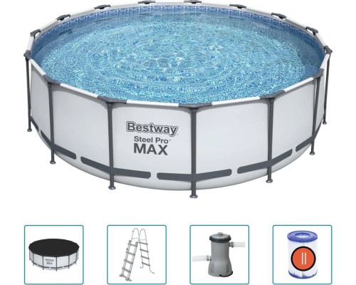 Басейн каркасний 5в1 Bestway 56404 Steel Pro Max 457 см, світло-сірий Басейн каркасний 5в1 Bestway 56404 Steel Pro Max 457 см, світло-сірий