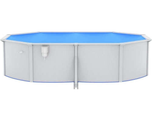 Басейн каркасний овальний vidaXL 490 x 360 x 120 см, білий + насос з пісочним фільтром + драбина Басейн каркасний овальний vidaXL 490 x 360 x 120 см, білий + насос з пісочним фільтром + драбина