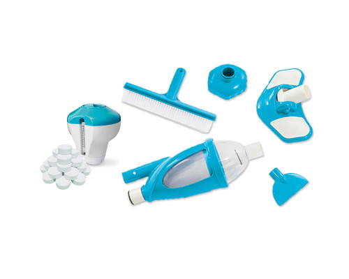 Басейн каркасний овальний 21в1 INTEX 26798, 610 x 305 x 122 см, сірий  + машина для створення бульбашок