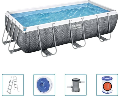 Басейн каркасний прямокутний 5в1 Bestway 56721 Power Steel 404 x 201 см - сірий Басейн каркасний прямокутний 5в1 Bestway 56721 Power Steel 404 x 201 см - сірий