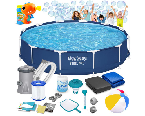 Басейн каркасний 16в1 Bestway 56681 366 x 76 см + машина для створення бульбашок Басейн каркасний 16в1 Bestway 56681 366 x 76 см + машина для створення бульбашок