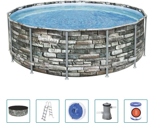 Басейн каркасний 6в1 Bestway 56993 Power Steel 427 см - сірий Басейн каркасний 6в1 Bestway 56993 Power Steel 427 см - сірий