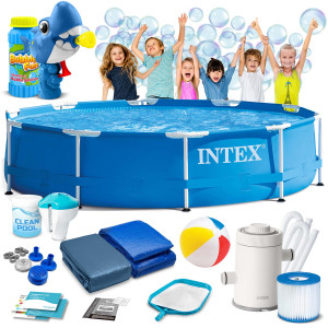Басейн каркасний 15в1 INTEX 28202, 305 х 76 см + машина для створення бульбашок