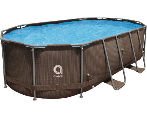 Басейн каркасний овальний Avenli Super Rattan 427 x 275 x 100 см, коричневий