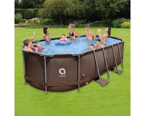 Басейн каркасний овальний Avenli Super Rattan 427 x 275 x 100 см, коричневий