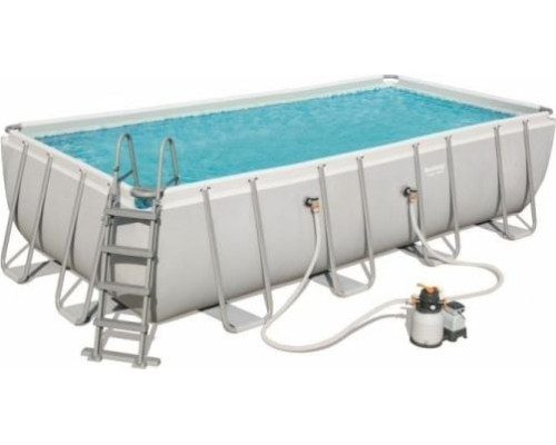 Басейн каркасний прямокутний Bestway Power Steel 549x274 см (56466)  - світло-сірий