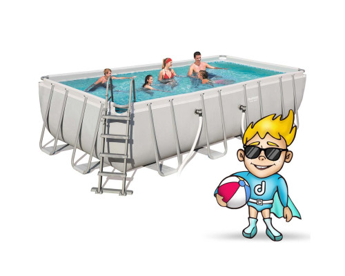 Басейн каркасний прямокутний Bestway Power Steel 549x274 см (56466)  - світло-сірий