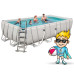 Басейн каркасний прямокутний Bestway Power Steel 549x274 см (56466)  - світло-сірий