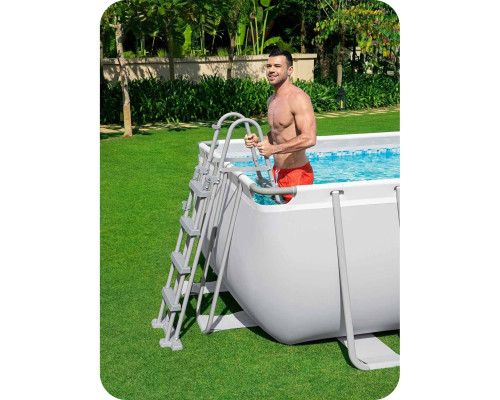 Басейн каркасний прямокутний Bestway Power Steel 549x274 см (56466)  - світло-сірий