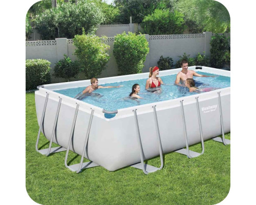 Басейн каркасний прямокутний Bestway Power Steel 549x274 см (56466)  - світло-сірий