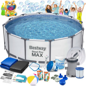 Басейн каркасний 17в1 Bestway 56595 427 х 84 см з машинкою для мильних бульбашок