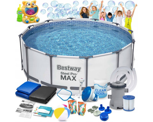 Басейн каркасний 17в1 Bestway 56595 427 х 84 см з машинкою для мильних бульбашок