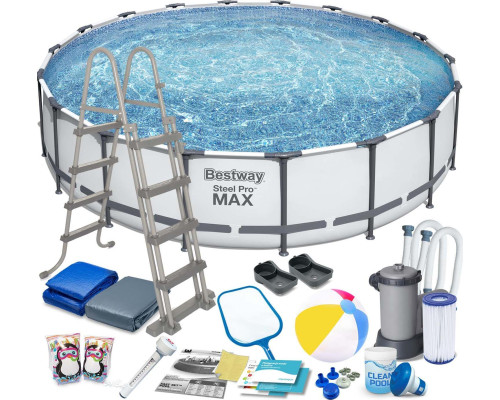 Басейн каркасний 18в1 Bestway 56462 Steel Pro Max 549 см - білий Басейн каркасний 18в1 Bestway 56462 Steel Pro Max 549 см - білий