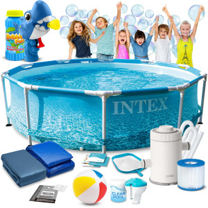 Басейн каркасний 16в1 INTEX 28208, 305 x 76 см + машина для створення бульбашок