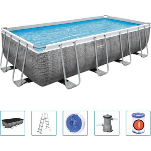 Басейн каркасний прямокутний Bestway Power Steel з комплектом 488 x 244 x 122 см - сірий