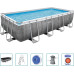 Басейн каркасний прямокутний Bestway Power Steel з комплектом 488 x 244 x 122 см - сірий