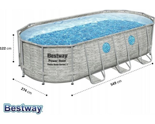 Басейн каркасний овальний Bestway 56716, 549x274x122 см, світло - сірий Басейн каркасний овальний Bestway 56716, 549x274x122 см, світло - сірий