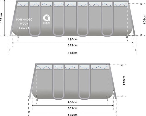 Басейн каркасний прямокутний 18в1 Avenli Garden 549x305x122 см KIT - сірий Басейн каркасний прямокутний 18в1 Avenli Garden 549x305x122 см KIT - сірий