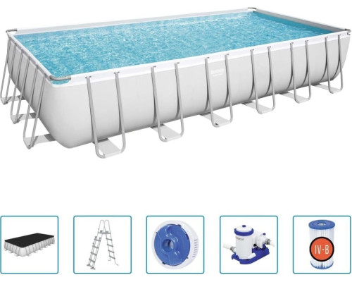 Басейн каркасний прямокутний 6в1 Bestway 56474 Power Steel 732 x 366 см - білий Басейн каркасний прямокутний 6в1 Bestway 56474 Power Steel 732 x 366 см - білий