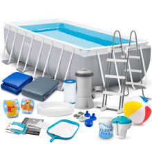 Басейн каркасний прямокутний 17в1 INTEX 26788, 400 x 200 x 100 см, сірий