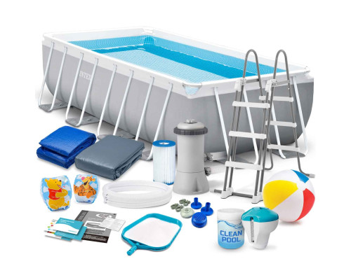 Басейн каркасний прямокутний 17в1 INTEX 26788, 400 x 200 x 100 см, сірий