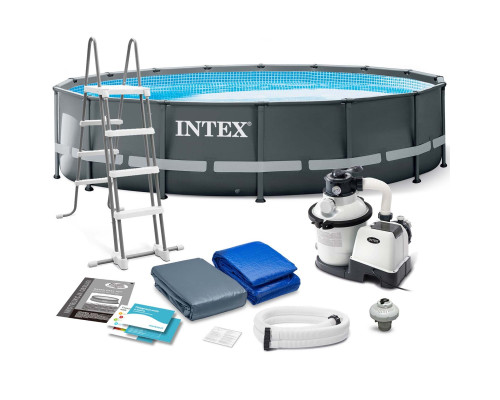 Басейн каркасний 11в1 INTEX 26326, 488 х 122 см, темно-сірий