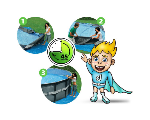 Басейн каркасний 11в1 INTEX 26326, 488 х 122 см, темно-сірий