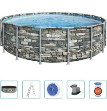 Басейн каркасний 6в1 Bestway 56886 Power Steel 549 см - сірий 