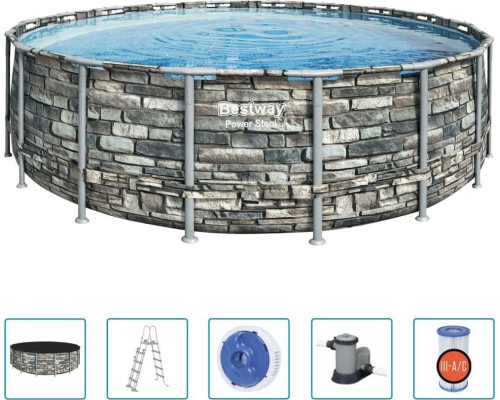Басейн каркасний 6в1 Bestway 56886 Power Steel 549 см - сірий Басейн каркасний 6в1 Bestway 56886 Power Steel 549 см - сірий
